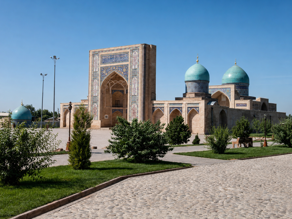 7a1b4a96-c705-420e-a18f-582acf9e2069 - Silk Road Elite - Silk Road Elite Historic madrasa complex with turquoise domes and minarets