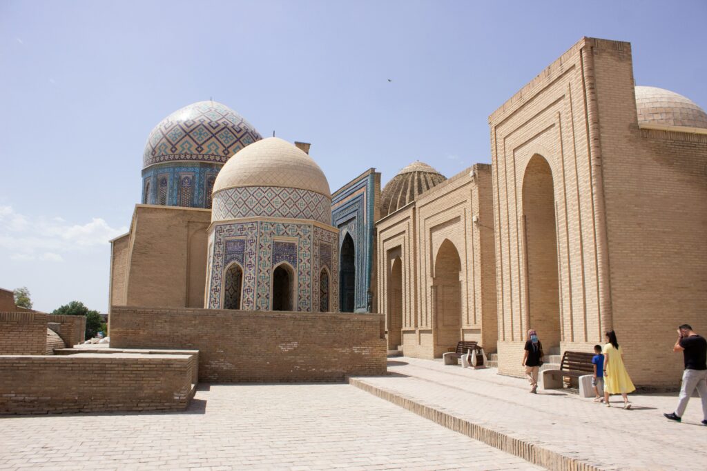 Historic mausoleums with patterned domes in Samarkand