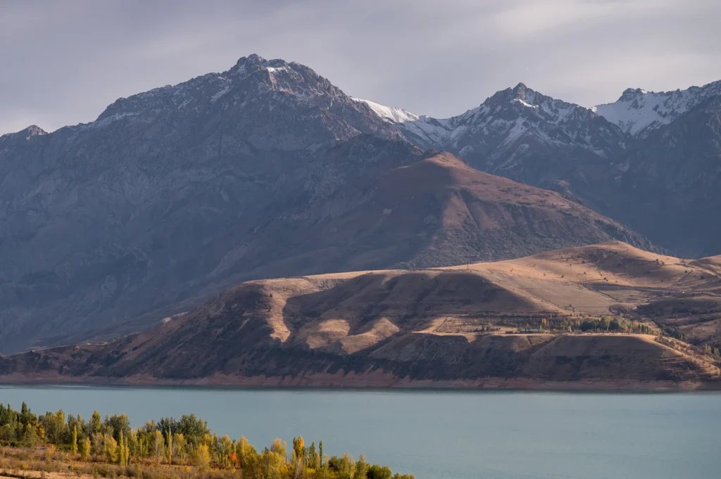 Charvak Reservoir and Ugom-Chatkal mountain slopes