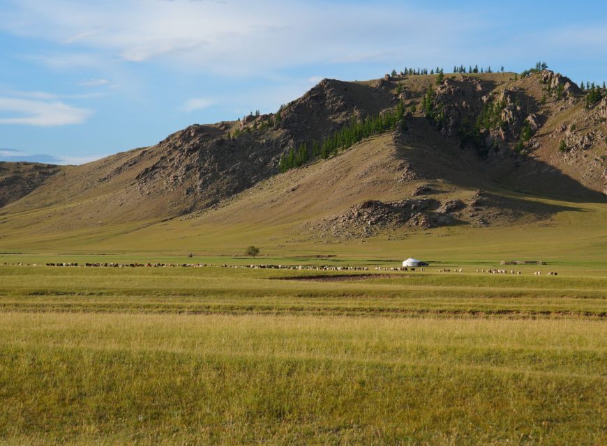 Rocky mountain plateau under a clear blue sky