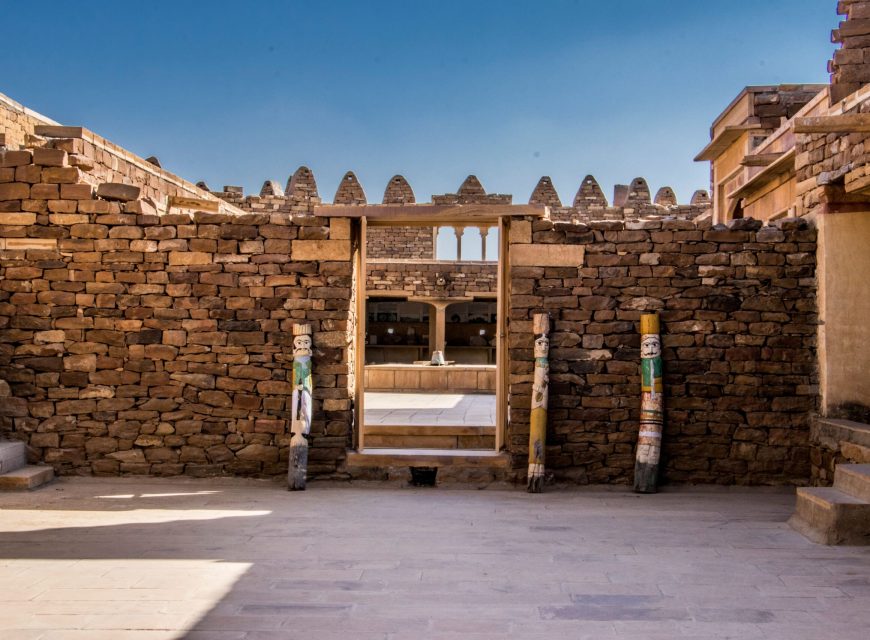Historic stone fortress entrance with traditional architecture