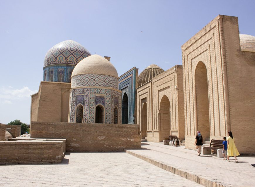 Historic mausoleums with patterned domes in Samarkand